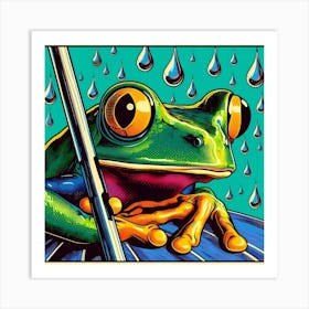 Frog In The Rain Art Print