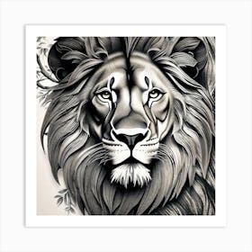 Lion Tattoo 1 Art Print