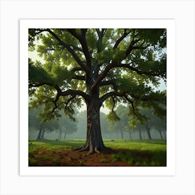 Large Oak Tree In The Forest Art Print