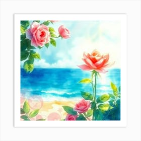 Roses On The Beach 18 Art Print