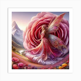 The Fairy Standing By A Juliet Rose Art Print