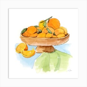 Bowl Of Clementines Square Art Print