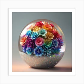 Glass Ball With Flowers Art Print