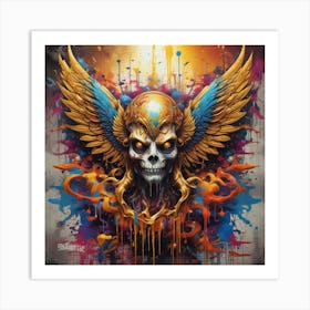 Skull With Wings Art Print