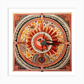 Bird'S Eye View Madhubani Painting Indian Traditional Style Art Print