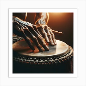 Closeu on hamds drumming Art Print