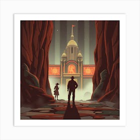 Man And Woman Standing In Front Of A Building Art Print