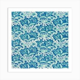 Blue And White Damask 1 Art Print