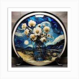 Black and white and blue 1 Art Print