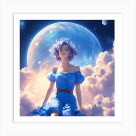 Girl With Blue Hair Art Print