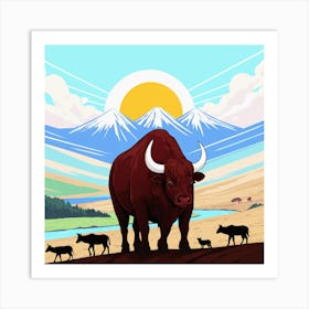 Bull In The Mountains 3 Art Print