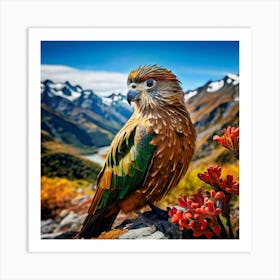 New Zealand Kea Bird In Rocky Mountains Art Print