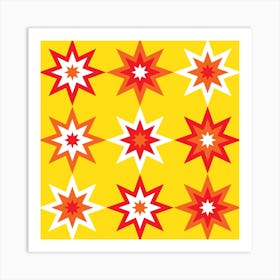 Red And White Starbursts Art Print