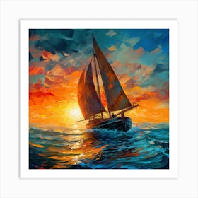 Sailboat At Sunset Art Print