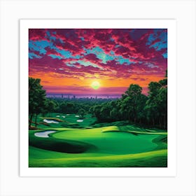 Sunset At The Golf Course 4 Art Print