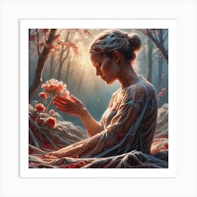 Woman In The Woods Art Print