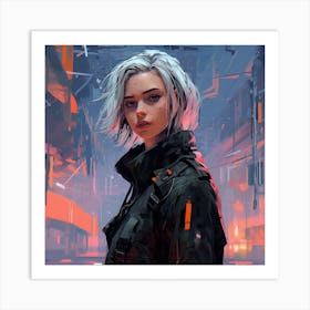 Cyberpunk Girl Art Print