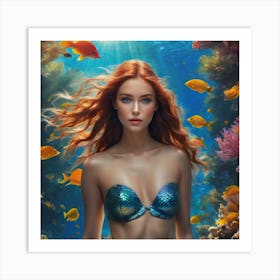 Mermaid with blue top Art Print