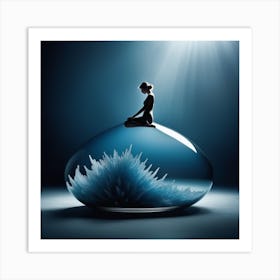 Woman Sitting On A Glass Sphere Art Print