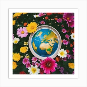 Earth In Flowers Art Print
