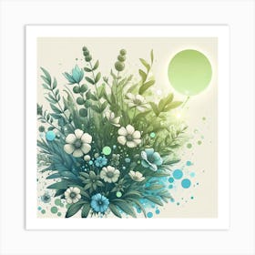 Fantasy Flowers Splash Art Print