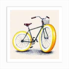 Orange Bicycle 14 Art Print