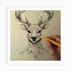 Deer Drawing 20 Art Print