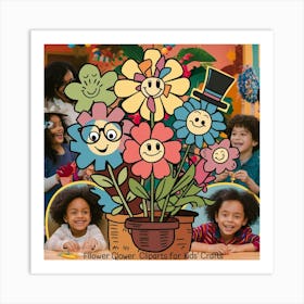 Happy Children With Flowers Art Print