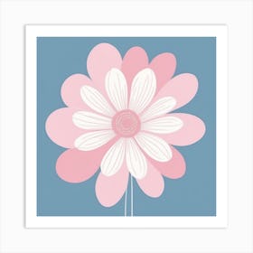 A White And Pink Flower In Minimalist Style Square Composition 425 Art Print