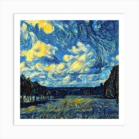 Liverpool Starry Night Van Gogh Landscape Dave Burton Masterpiece Sky Nature Art Print