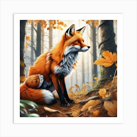 Fox In The Forest 98 Art Print