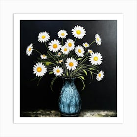 Daisy Flowers Vase Dark Art 2 Art Print