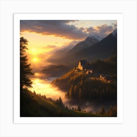 Sunrise In The Mountains Art Print