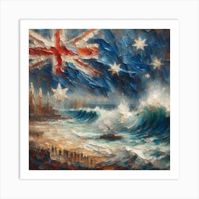 Australian Flag With Surf Art Print