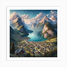 Village In The Mountains Art Print