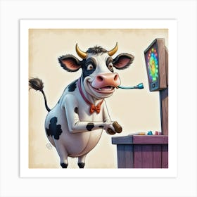 Cow Playing A Slot Machine Art Print