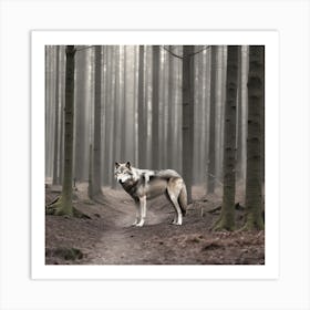 Wolf In The Forest 32 Art Print