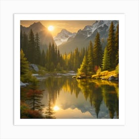 Sunset In The Mountains 1 Art Print