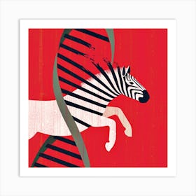 Zebra Hunting Square Art Print