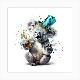 Koala In Hat Art Print