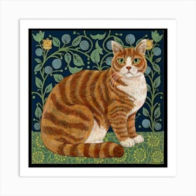 William Morris Style Cat Art Print Painting(2) 1 Art Print