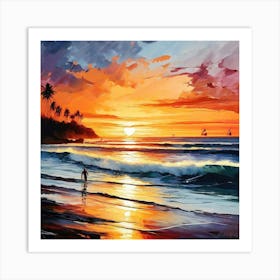 Sunset On The Beach 1 Art Print