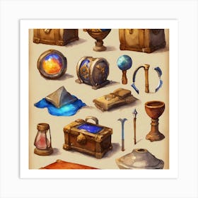 Watercolor Of Various Items Art Print