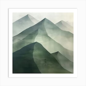 Japanese Watercolour Of Mount Amakarazi 6 Art Print