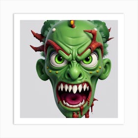 Zombie Head Art Print