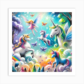 Super Kids Creativity:Rainbow Unicorns Art Print