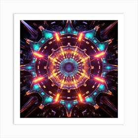 Highly Detailed Metallic Kaleidoscope Tunnel Pattern 3 Art Print