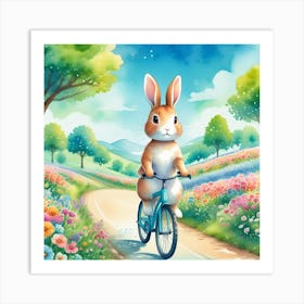 Bunny On A Bicycle art Art Print