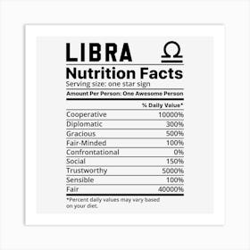 Libra Nutrition Facts Art Print