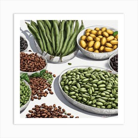 Illustration Of Beans And Legumes Art Print